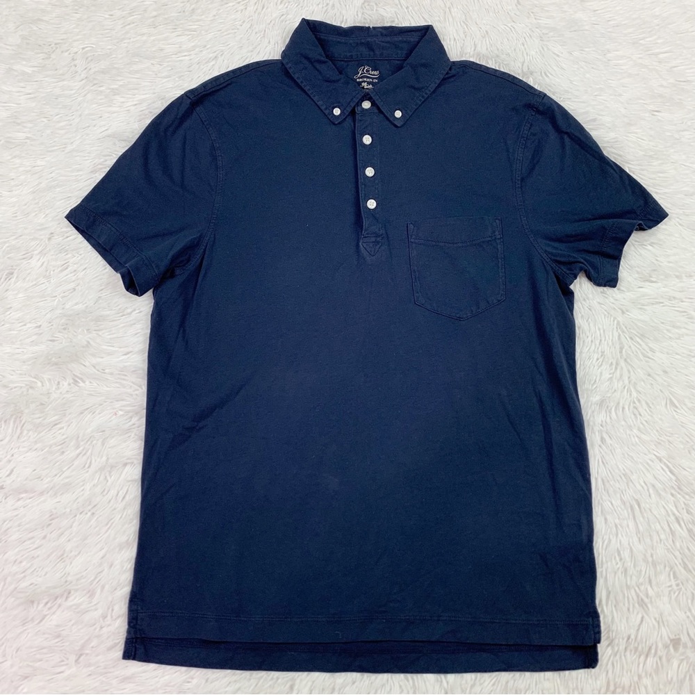 J Crew short sleeve Relaxed Broken-in polo shirt in navy blue
